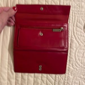 Pelle red leather wallet 7” long x 3